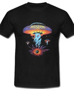 Boston Rock Band Classic Spaceship Distressed T-Shirt
