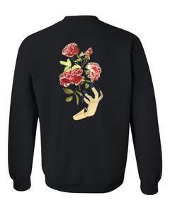 Embroidered rose sweatshirt back