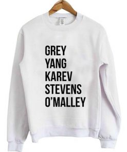 Greys Anatomy Sweater Grey Yang Karev Stevens O'Malley  Sweatshirt