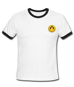 Happy face with three eyes ringer shirt