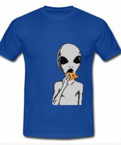 alien eating pizza T-shirt