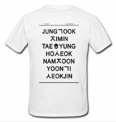bts members names in hangul T-shirt back