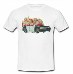 burning police car T-shirt