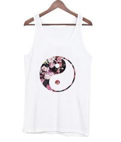 floral vintage yin yang tank top