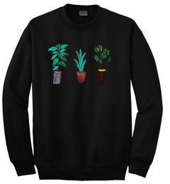 plants embroidery soft sweatshirt