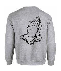 pray hand sweatshirt back