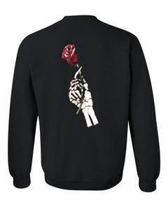 rose skeleton hand sweatshirt