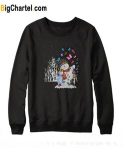 Christmas snowman and butterflies adult Trending Sweatshirt