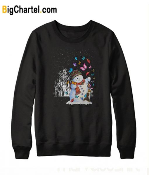 Christmas snowman and butterflies adult Trending Sweatshirt