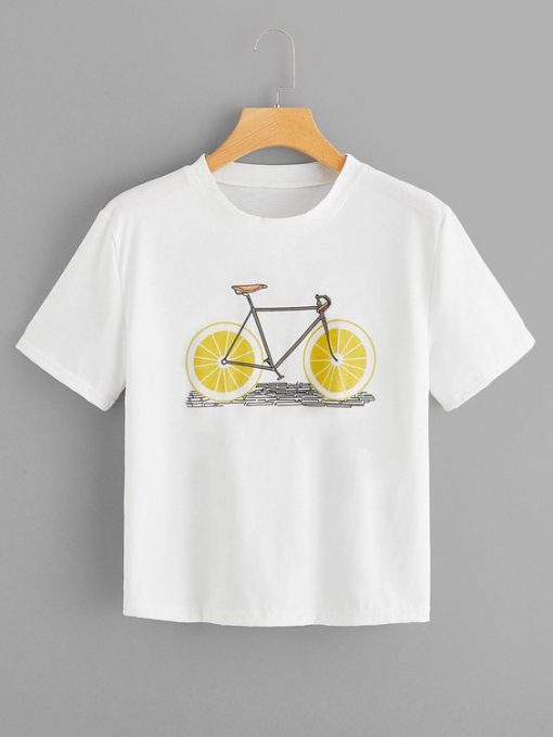 Old Bicycle Print T Shirt