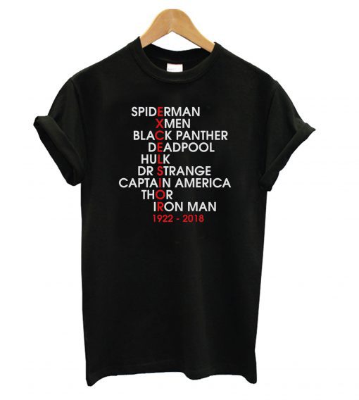 Stan Lee Excelsior Marvel Movie Names T shirt