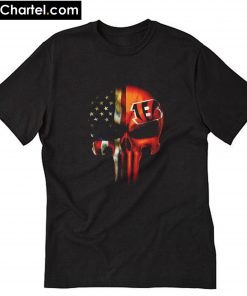 Cincinnati Bengals American flag punisher Skull T-Shirt PU27