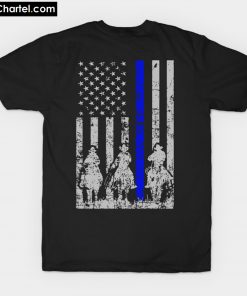 Cowboy American Blue Line Flag T-Shirt PU27