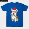 Cute Corgi Santa Hat Christmas Lights T-Shirt PU27