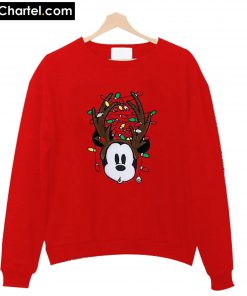 Mickey Mouse Reindeer Antlers Fuzzy Sweatshirt PU27