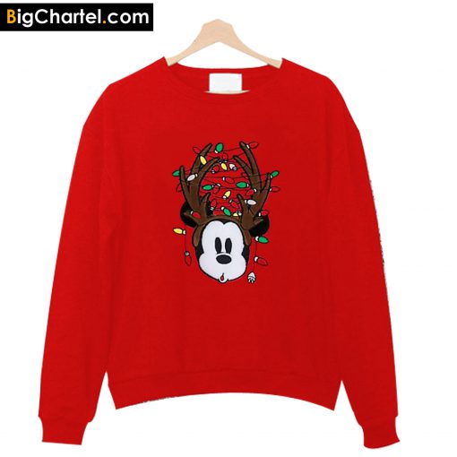 Mickey Mouse Reindeer Antlers Fuzzy Sweatshirt PU27