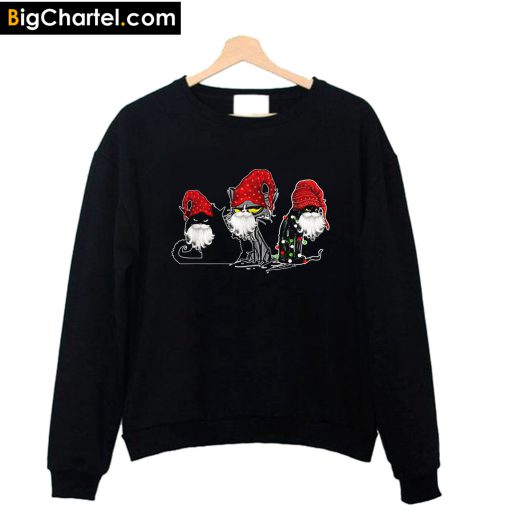 Three Black Cats wear Christmas Sweatshirt PU27