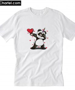 Dabbing Pandicorn Red Heart Valentines T-Shirt PU27