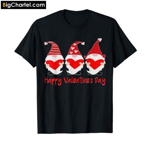 Three Gnomes Holding hearts Valentines T-Shirt PU27