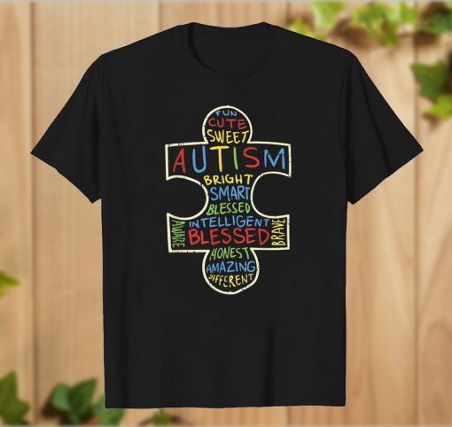 Puzzle Piece Words Autistic Gift T-Shirt PU27