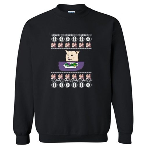 Yelling Cat Meme Ugly Christmas Sweatshirt PU27