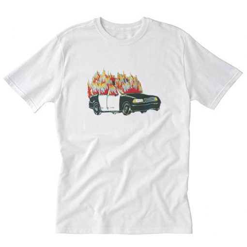 Burning Police Car T-Shirt PU27