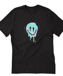 Smiley Face Melt Black Graphic T-Shirt PU27