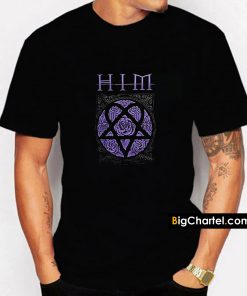 HIM PURPLE Roses Logo Gothic Rock Band T-Shirt PU27