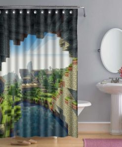Bathroom Minecraft Creeper Shower Curtain PU27