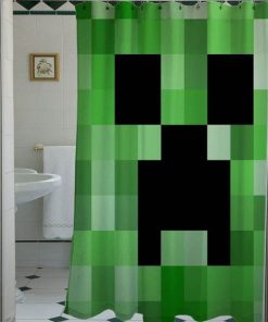 blocks creeper minecraft shower curtain PU27
