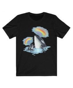 Mother Baby Calf Orca Killer Whale Rainbow T-Shirt PU27