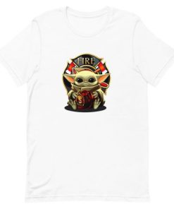 Baby Yoda hug Fire Firefighter Short-Sleeve Unisex T-Shirt PU27