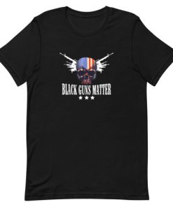 Black Guns Matter American Flag Skull Short-Sleeve Unisex T-Shirt PU27
