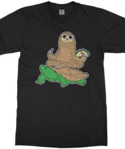 Sloth Riding Turtle Kids tshirt PU27