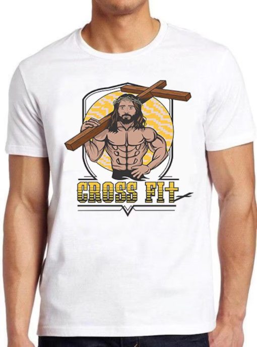 Jesus Cross Fit Funny Gym Top Cool Gift Tee T Shirt PU27