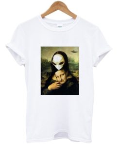 Mona Lisa Alien UFO Mask Fun T-shirt PU27