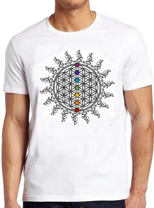 Seven Chakras Flower Of Life Spirituality Yogan Zen Funny Meditation Psychedelic Meme Funny Gift Tee T Shirt PU27