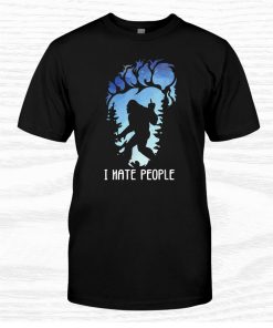 Bigfoot Middle Finger I Hate People Bigfoot Camping Shirt AA