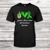 Peace Love Cure Green Ribbon Bile Duct Cancer Awareness Shirt AA