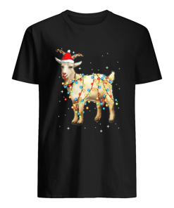 Christmas Lights Goat Wearing Santa Hat Funny Xmas shirt AA